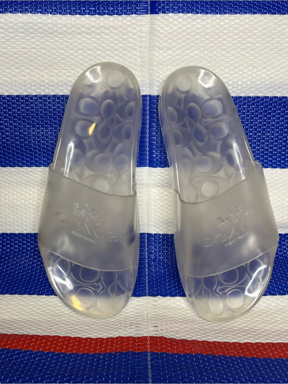 COACH Signature Monogram Crystal Clear Jelly Sandals Slides Women’s Size 7.5 - Picture 2 of 9